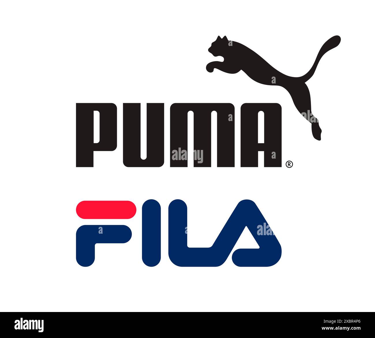 Kiev, Ukraine - 10 juin 2022 : Collection de fabricants populaires de vêtements de sport : Puma et Fila, sur fond blanc, illustration vectorielle Illustration de Vecteur
