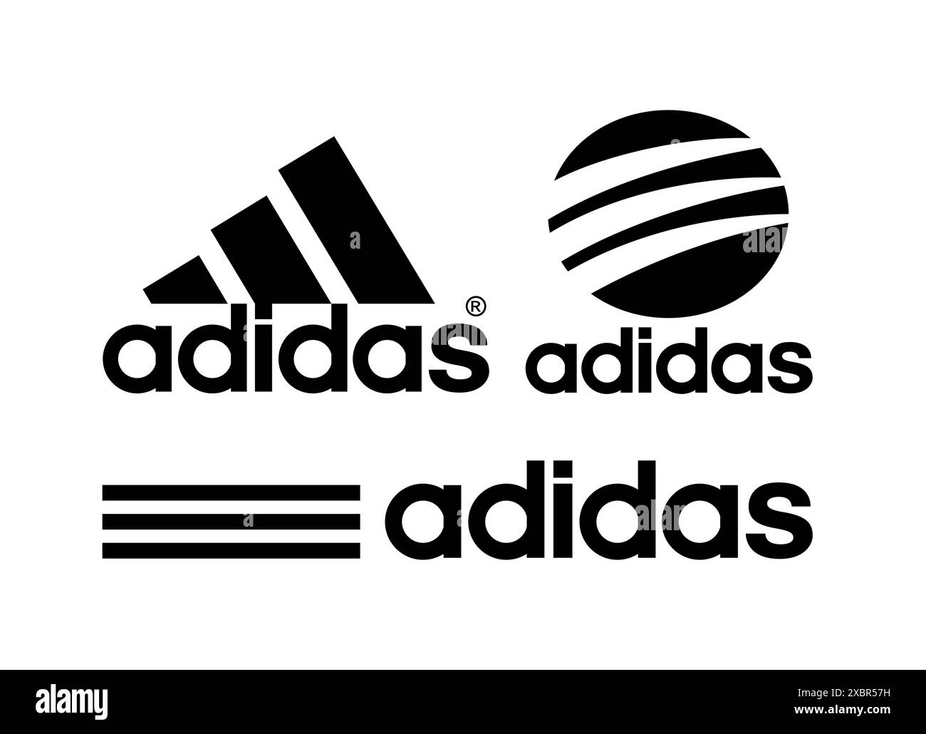 Kiev, Ukraine - 10 juin 2022 : Collection de logos Adidas sur fond blanc, illustration vectorielle. Adidas est une multinationale allemande, ça Illustration de Vecteur