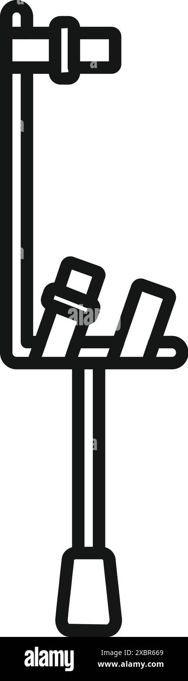 Simple icône noire et blanche d'un détecteur de métaux debout Illustration de Vecteur