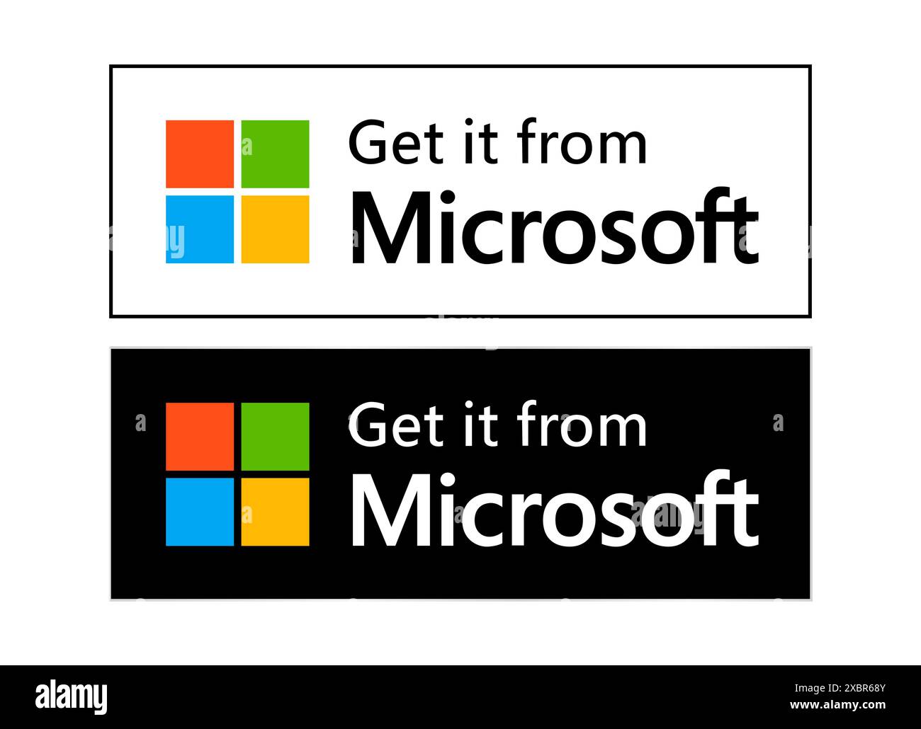 Kiev, Ukraine - septembre 29, 2022 : Noir et blanc Obtenez-le à partir des icônes de bouton Microsoft, sur fond blanc, illustration vectorielle. Microsoft Store est un Illustration de Vecteur