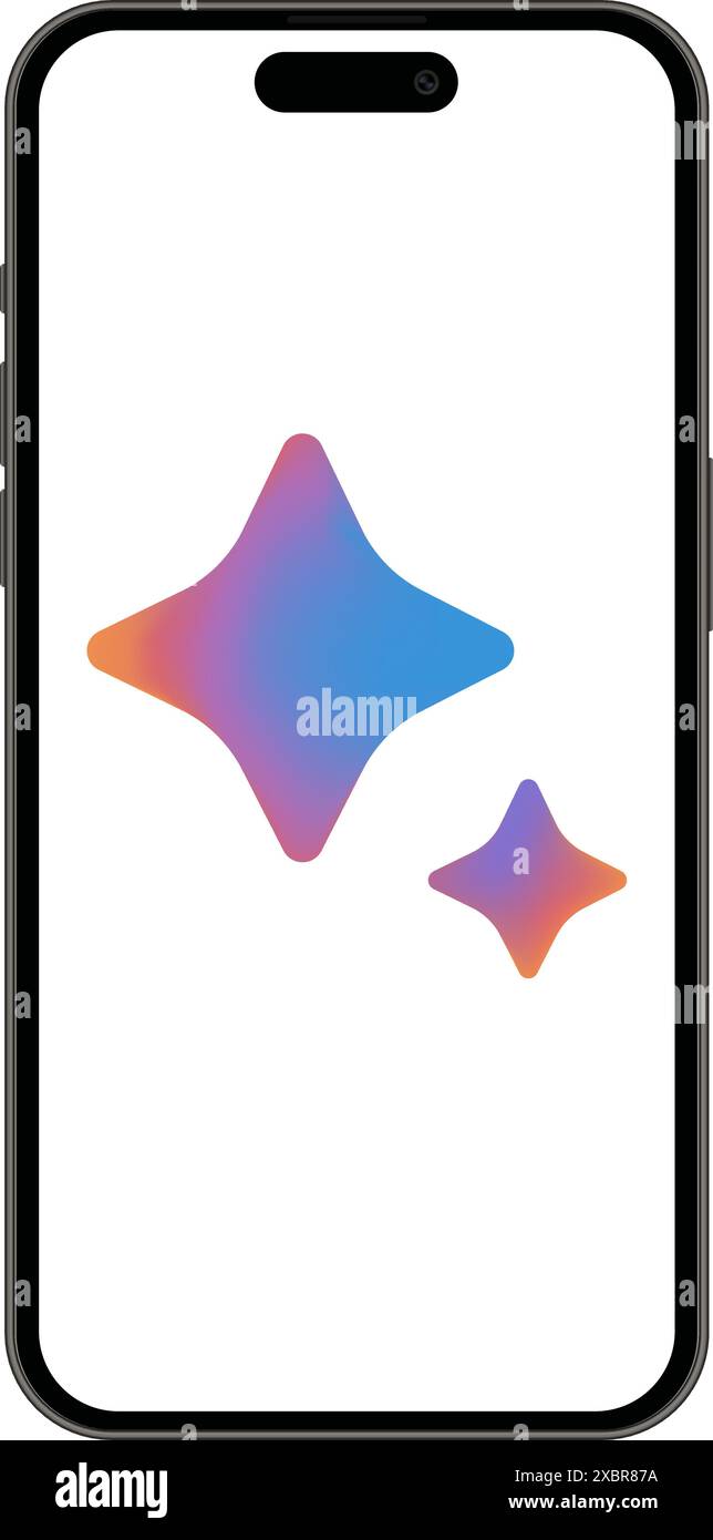Smartphone Apple iPhone 14 Pro Max avec Google Bard Chatbot icône dans l'écran de celui-ci, sur fond blanc. Illustration vectorielle réaliste Illustration de Vecteur