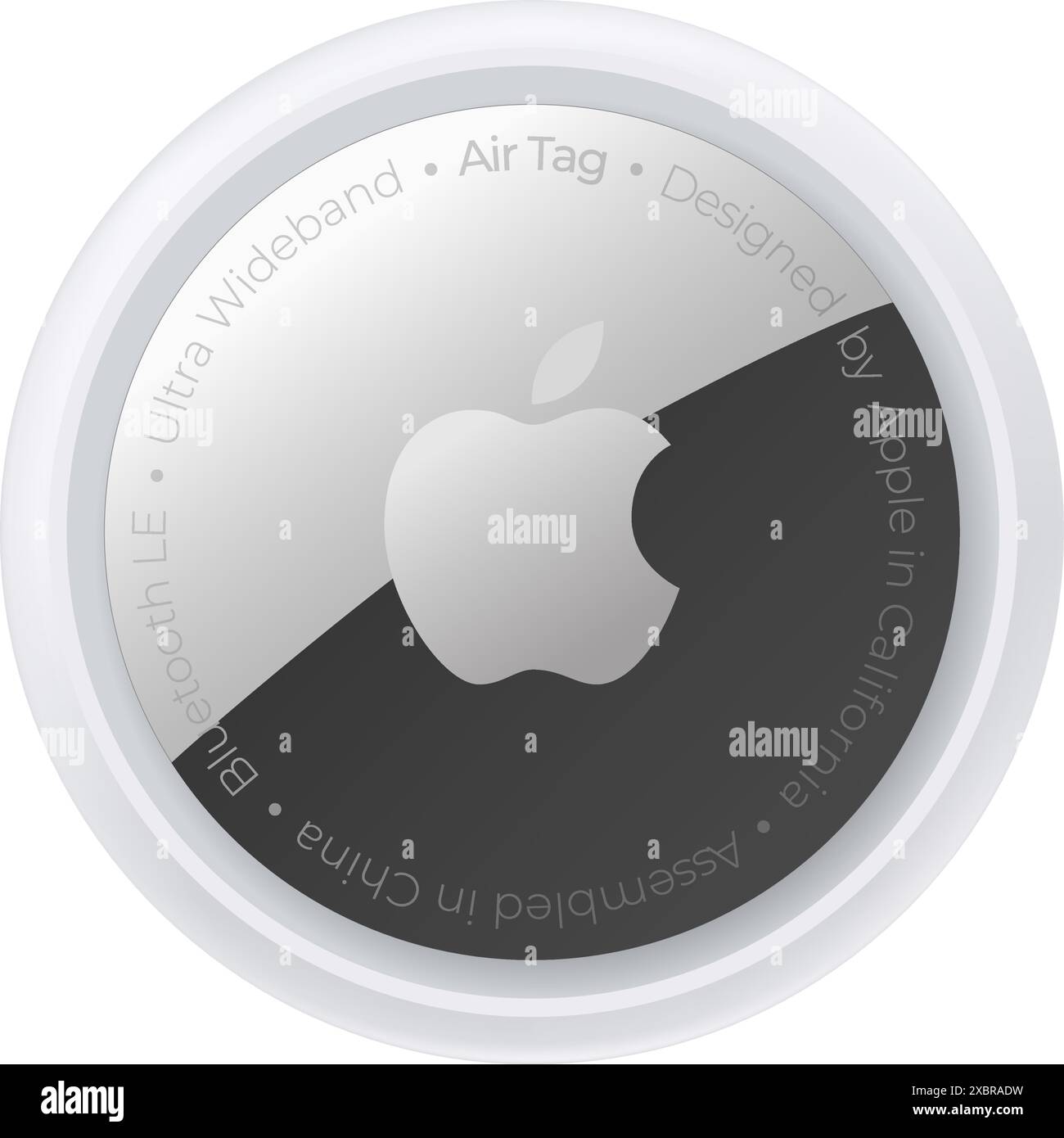 Appareil Apple AirTag sur fond blanc, illustration vectorielle. AirTag est un dispositif de suivi développé par Apple Inc Illustration de Vecteur