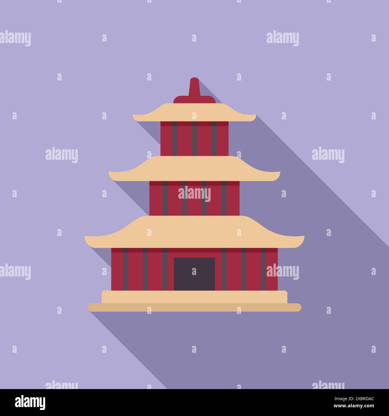 Illustration représentant un bâtiment de pagode asiatique traditionnel avec plusieurs niveaux et un toit incurvé, évoquant un sens de l'histoire et de l'importance culturelle Illustration de Vecteur