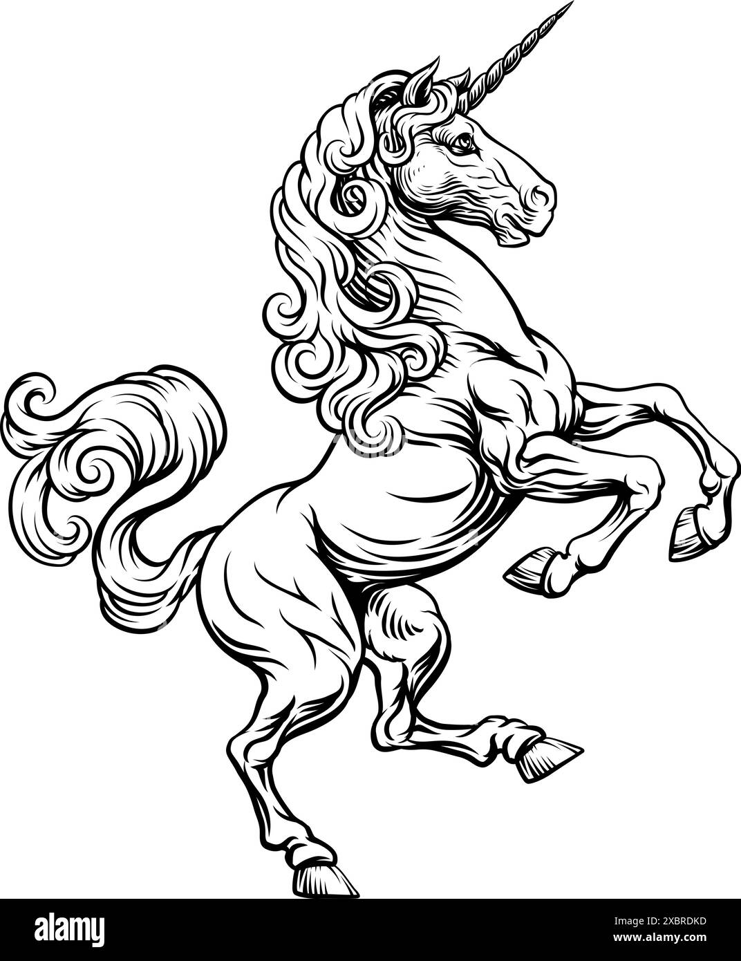 Armoiries héraldiques Unicorn Horse Crest Illustration de Vecteur