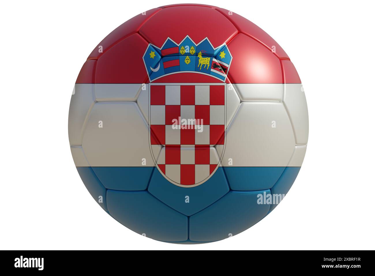 Ballon de football avec drapeau croate isolé sur blanc transparent. Football en Croatie Banque D'Images