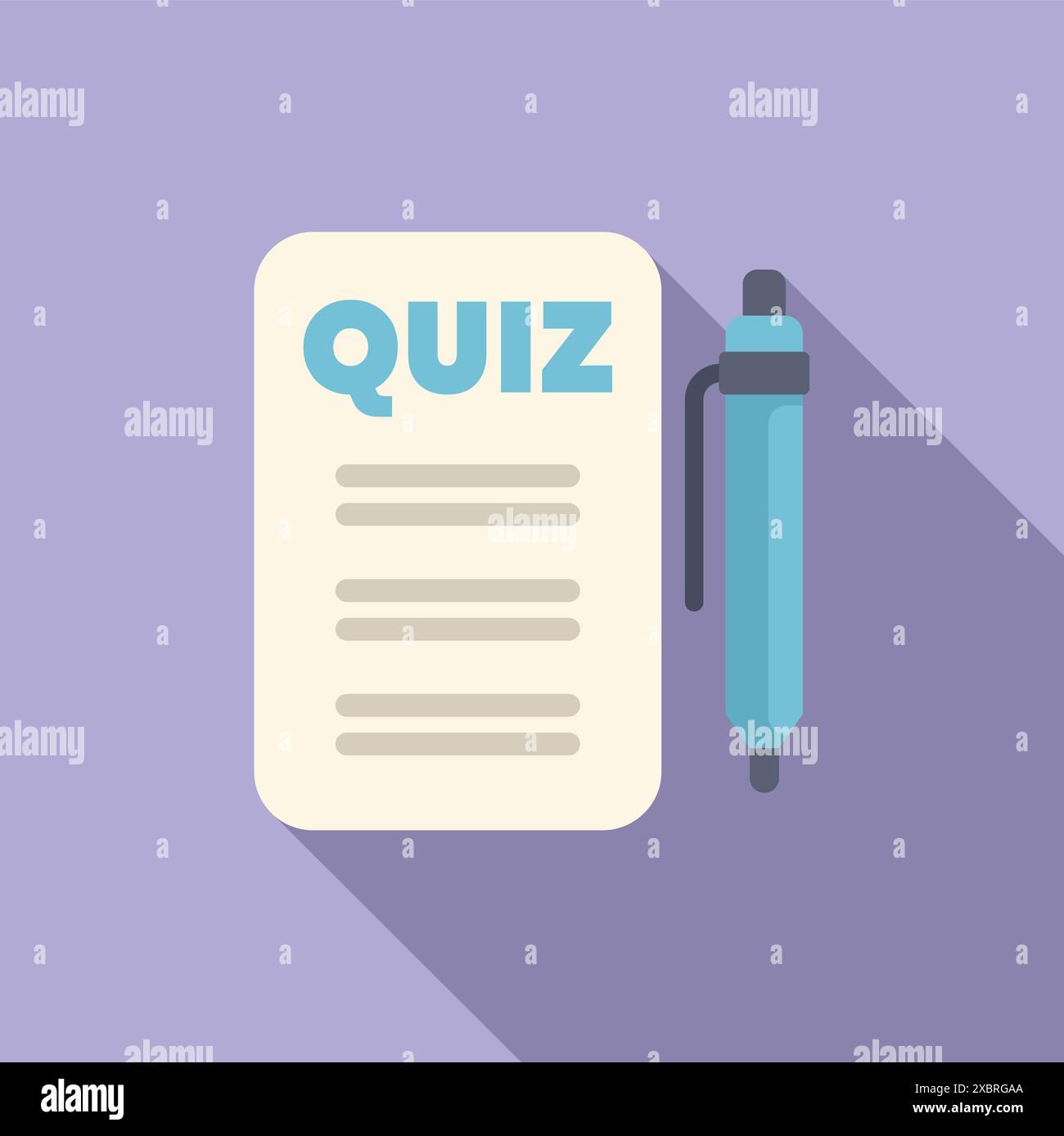 Papier quiz avec stylo représentant un test ou un examen en ligne Illustration de Vecteur