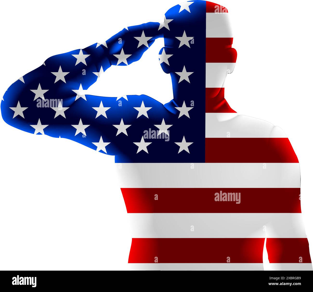 Drapeau Soldier Salute Veteran Day Silhouette Illustration de Vecteur