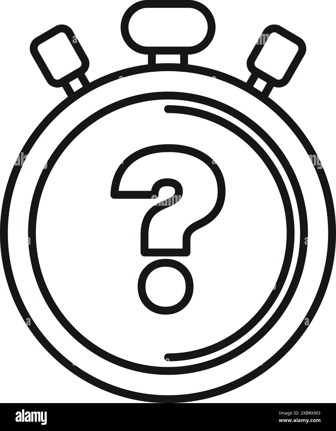 Le chronomètre simple montre un point d'interrogation, représentant un délai pour répondre à une question Illustration de Vecteur