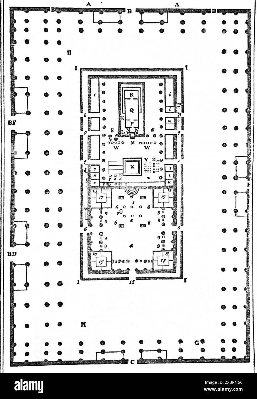 Plan du Temple de Salomon de l'Antiquité XIXe siècle la Bible pratique et dévotionnelle de la famille avec les commentaires de Henry et Scott condensé b Banque D'Images