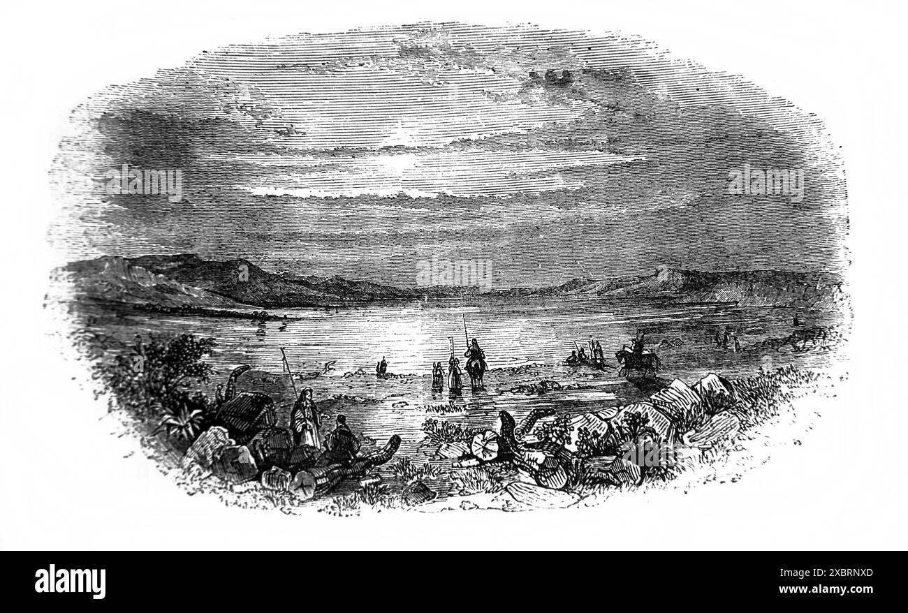 Gravure sur bois de la mer morte du XIXe siècle Illustrated Family Bible Banque D'Images
