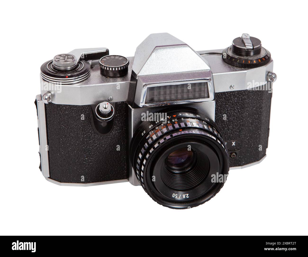 Appareil photo vintage sur fond blanc Banque D'Images