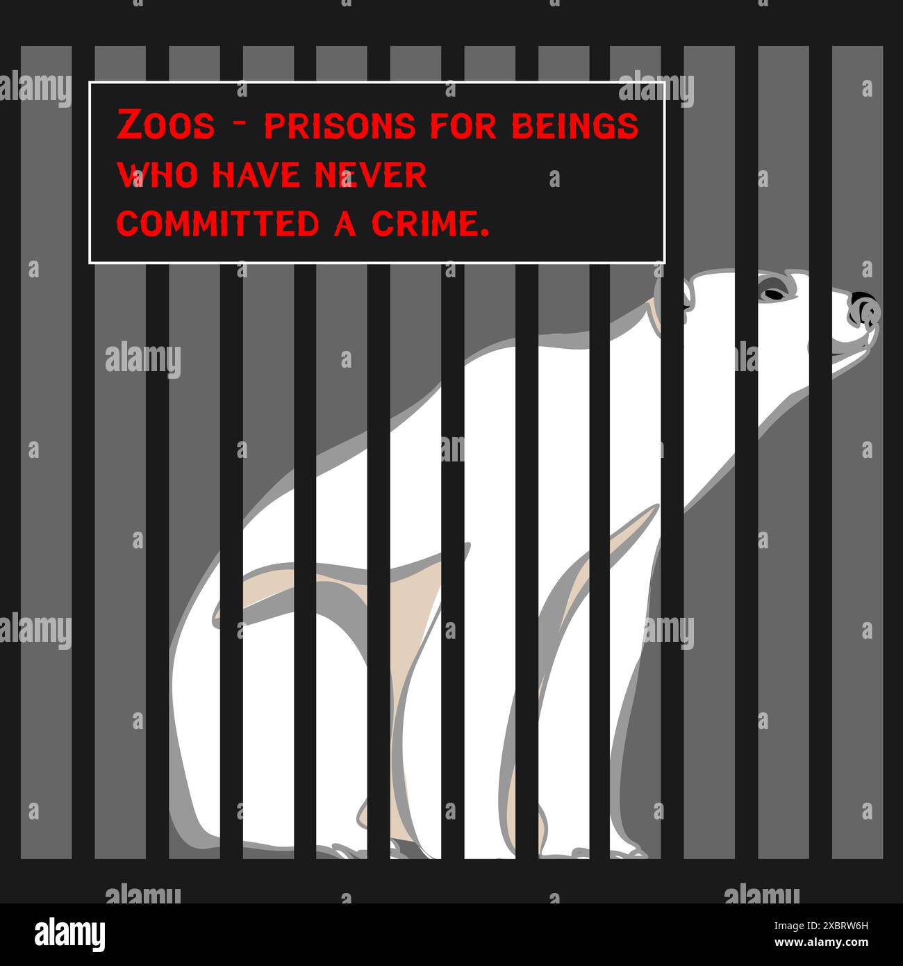 Protestation pour arrêter la maltraitance des animaux, contre le zoo et la cruauté envers les animaux sauvages. Illustration vectorielle de concept Antizoo. Animal dans la cage comme prisonnier, liberté Illustration de Vecteur