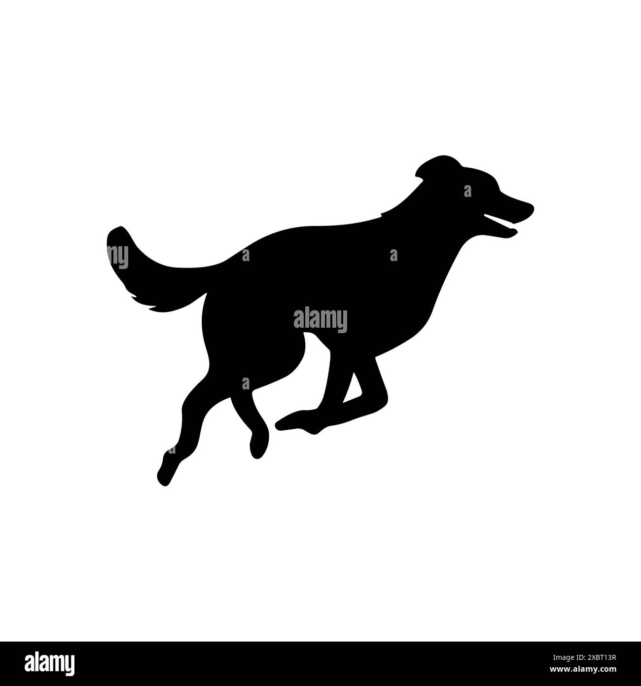 Icône de logo vectoriel de saut de silhouette de chien de course. Fond de silhouette de signe de profil rapide canin de chien de sport. Illustration de Vecteur