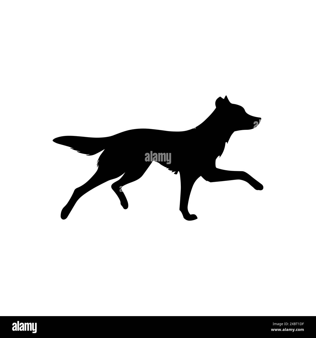 Icône de logo vectoriel de saut de silhouette de chien de course. Fond de silhouette de signe de profil rapide canin de chien de sport. Illustration de Vecteur