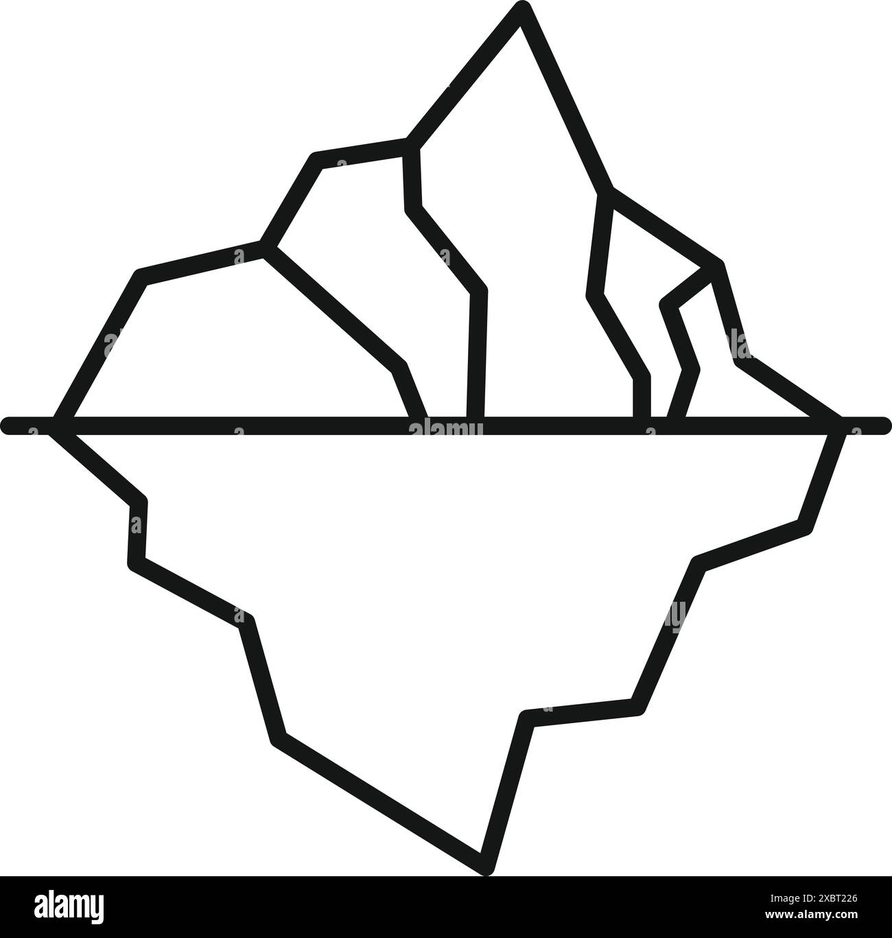 Dessin au trait d'un iceberg flottant avec une grande section cachée sous l'eau Illustration de Vecteur