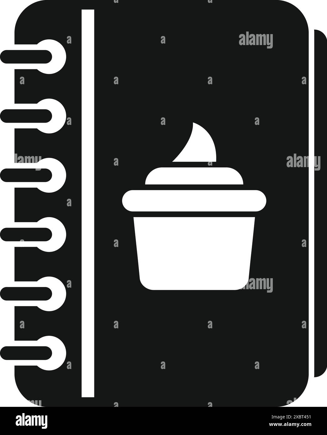Icône de livre de cuisine avec un cupcake, parfait pour représenter des recettes de cuisson et des créations culinaires Illustration de Vecteur