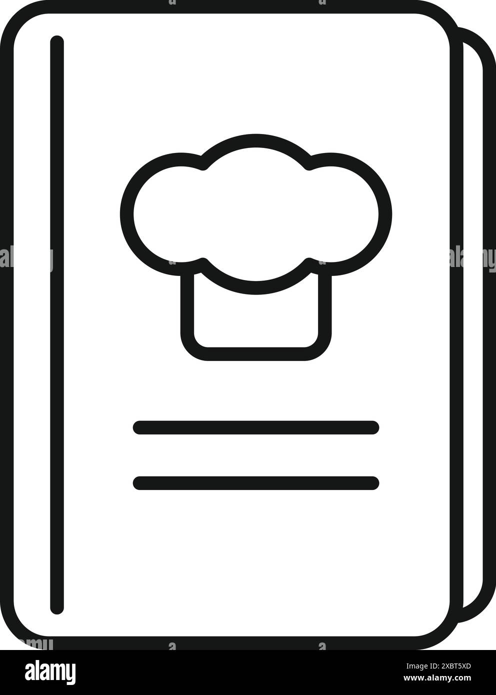 Cette icône minimaliste présente un livre de cuisine avec un chapeau de chef, représentant des arts culinaires et de délicieuses recettes Illustration de Vecteur
