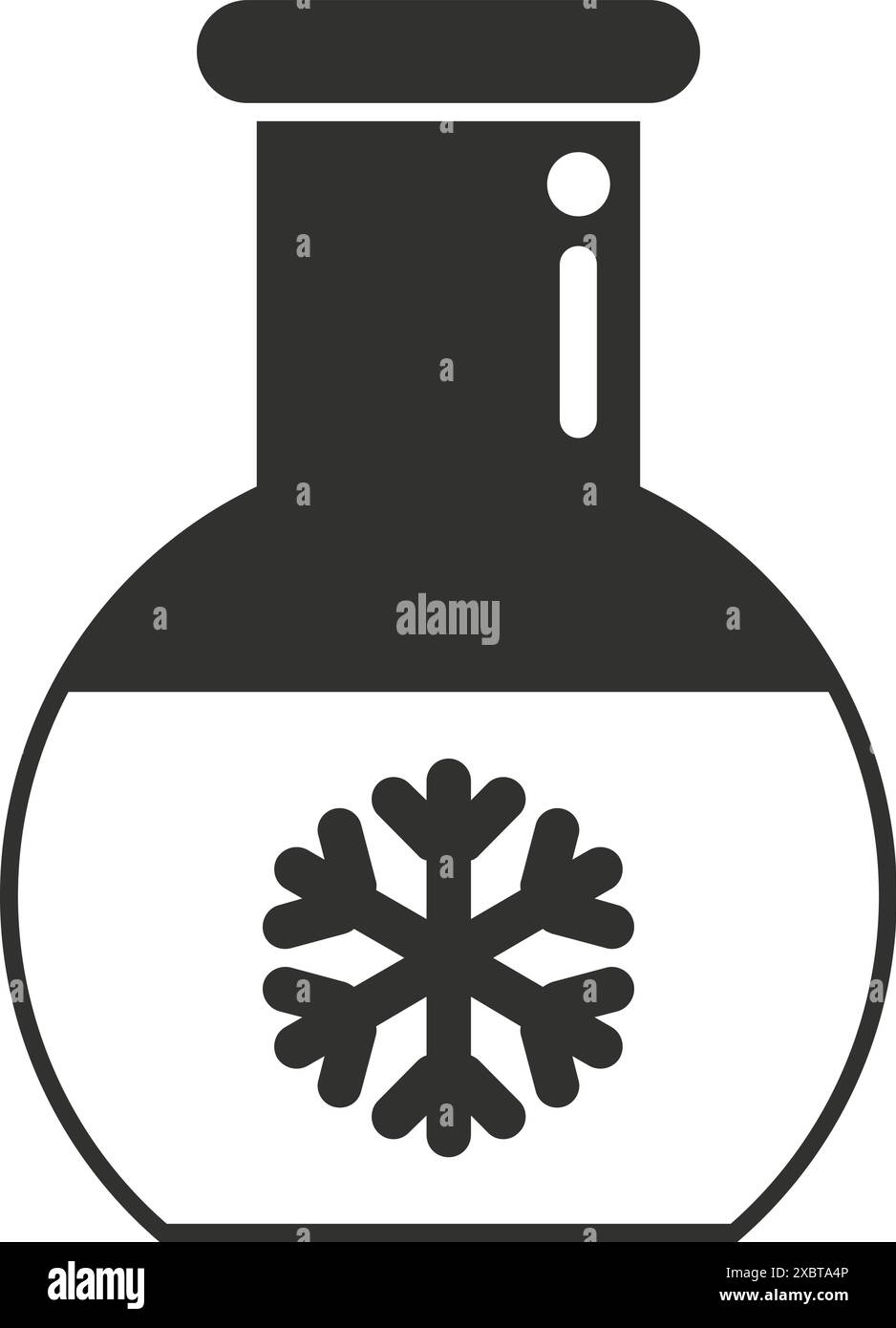 Icône simple d'un flacon de laboratoire contenant un flocon de neige, représentant le concept de stockage frigorifique Illustration de Vecteur