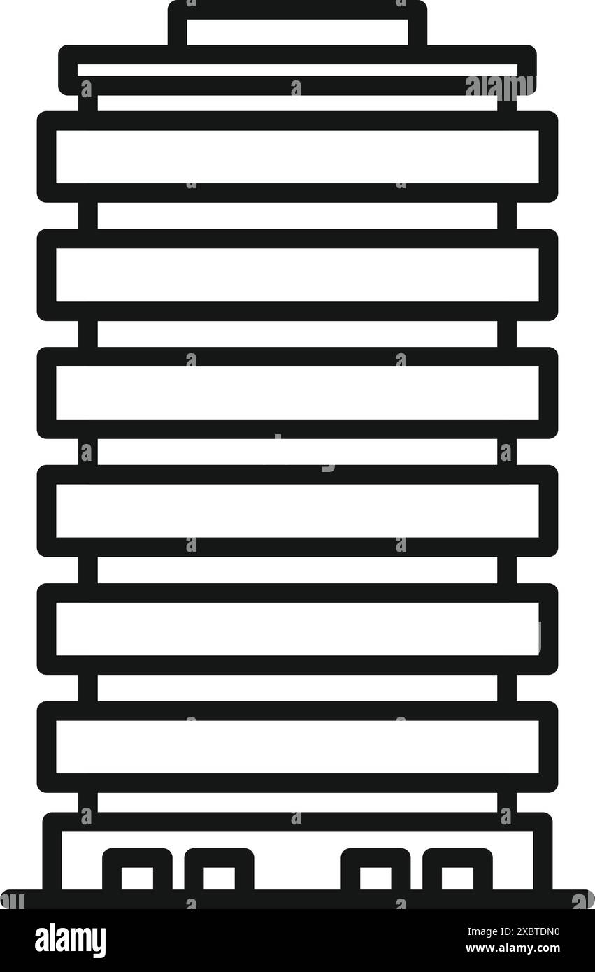 Grand immeuble de bureaux de plusieurs étages atteignant le ciel, symbolisant les affaires urbaines et le succès des entreprises Illustration de Vecteur