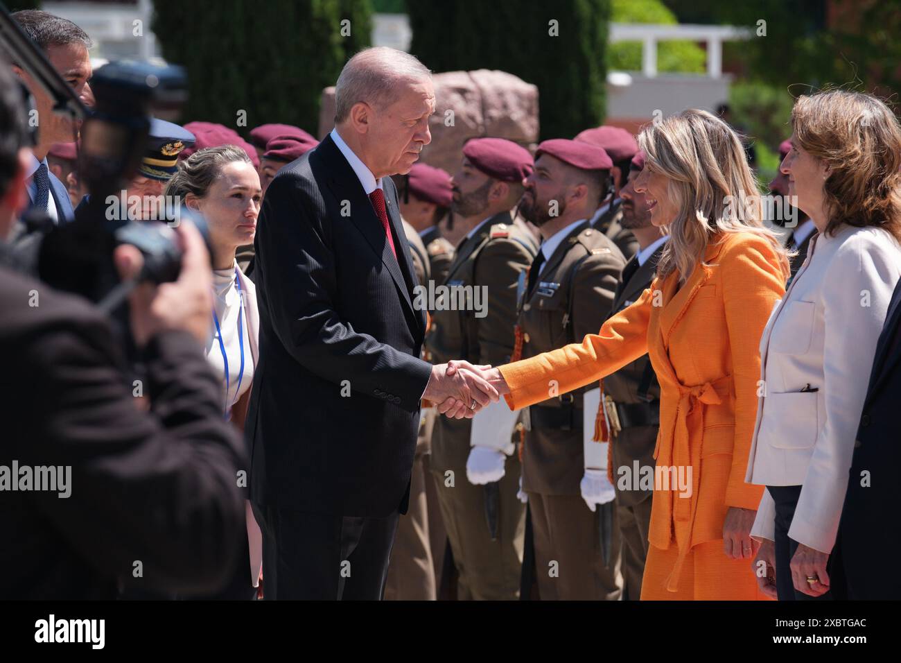 Recep Tayyip Erdogan, président de la Turquie, lors de sa visite pour paniquer le premier ministre Pedro Sanchez au Palais Moncloa à Madrid 13 juin 2024 espagne Banque D'Images