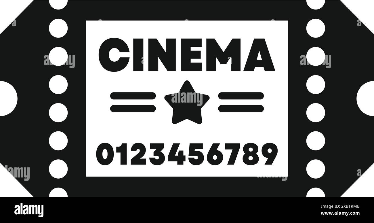 Billet de cinéma noir représentant le concept de divertissement Illustration de Vecteur