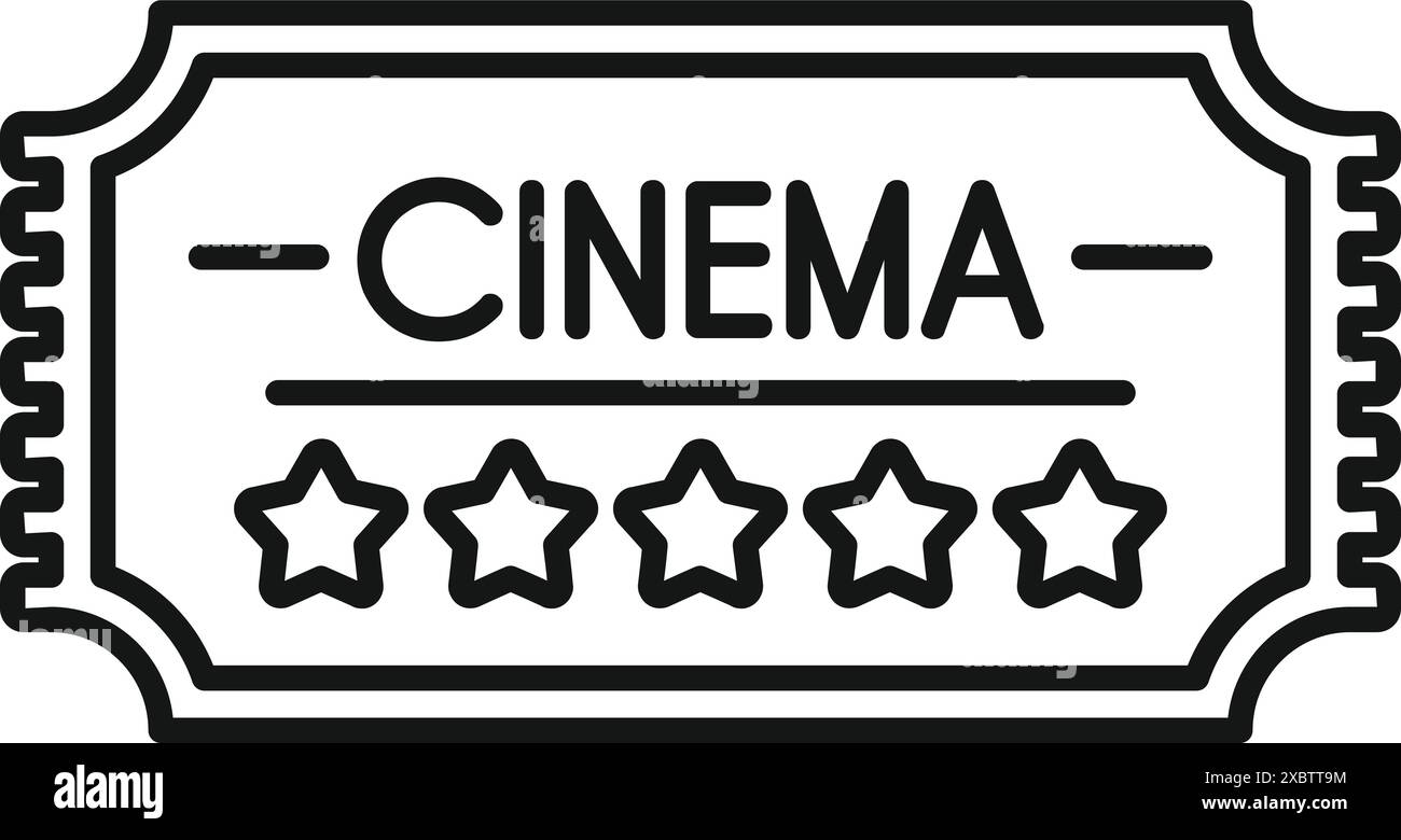 Le ticket de cinéma montre la satisfaction du client avec une note de cinq étoiles Illustration de Vecteur