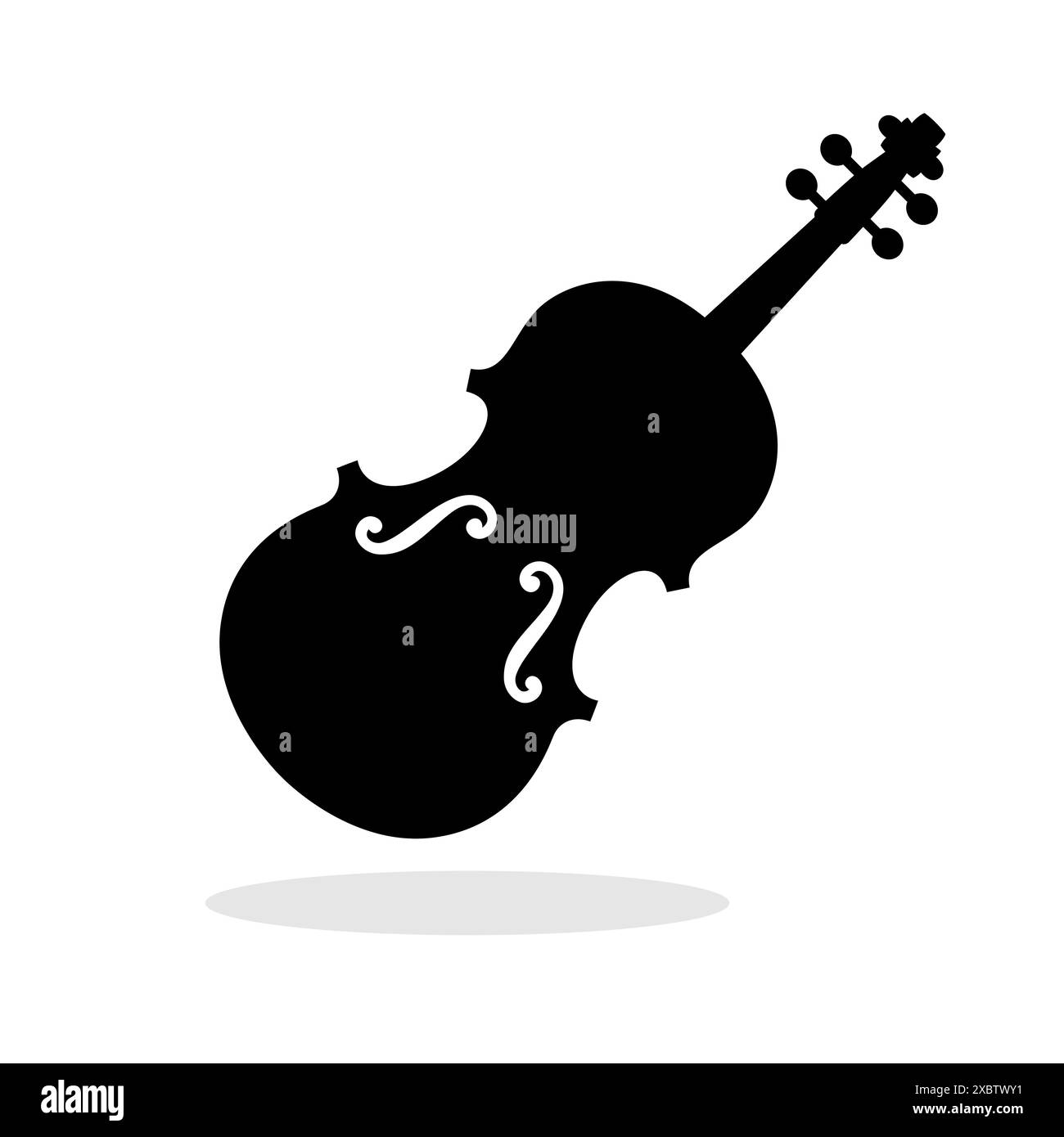 Icône violon. Silhouette noire de violon. Instrument de musique. Illustration de Vecteur