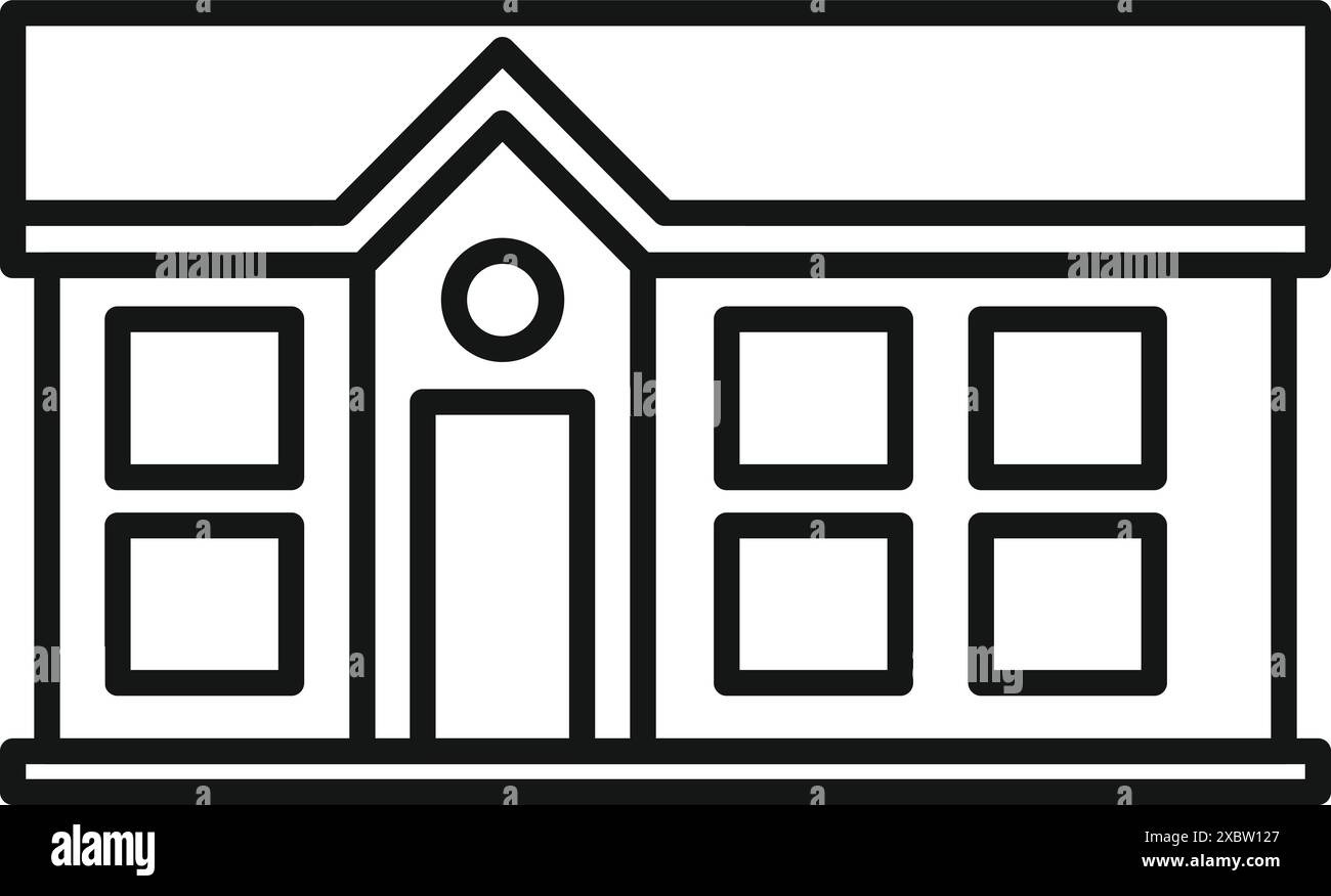 Simple dessin au trait d'une façade de vue de face d'un bâtiment de l'hôtel de ville classique Illustration de Vecteur