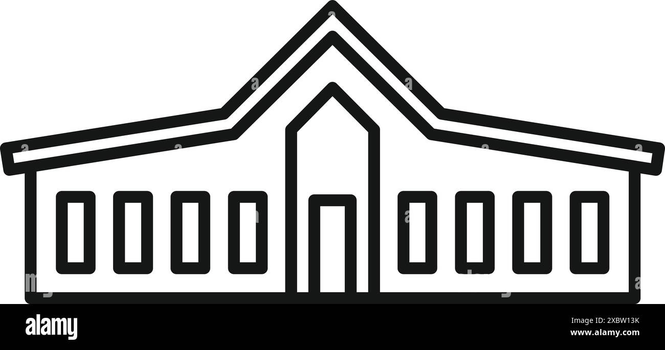 Grande icône moderne de bâtiment d'entrepôt dans le style de ligne mince Illustration de Vecteur