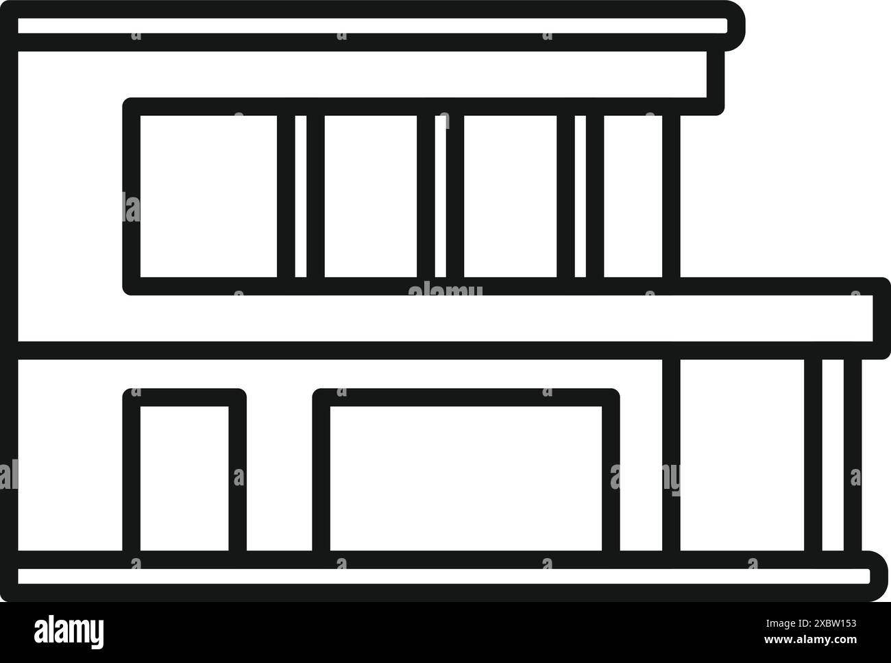 Maison moderne avec balcon, parfait pour profiter de la vie en plein air et profiter du paysage environnant Illustration de Vecteur