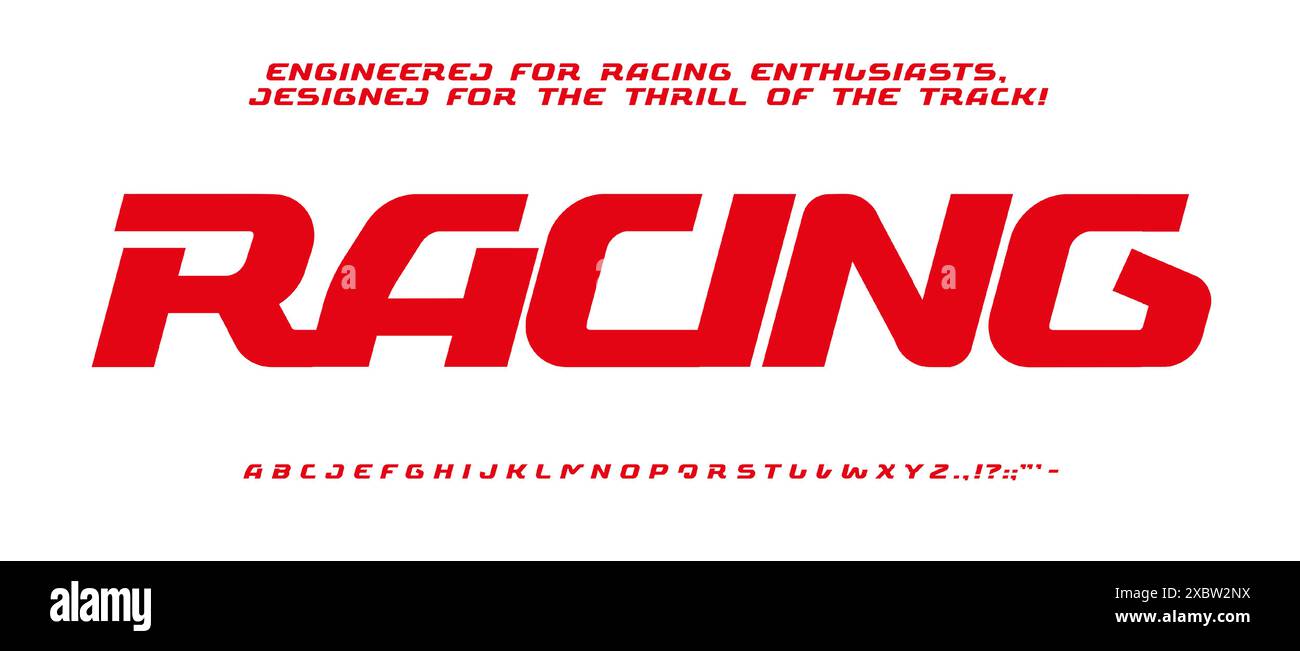 Design dynamique de lettre, alphabet aventureux, police de caractères sportive pour les titres audacieux, typographie moderne, mouvement extrême, style typographique audacieux Illustration de Vecteur