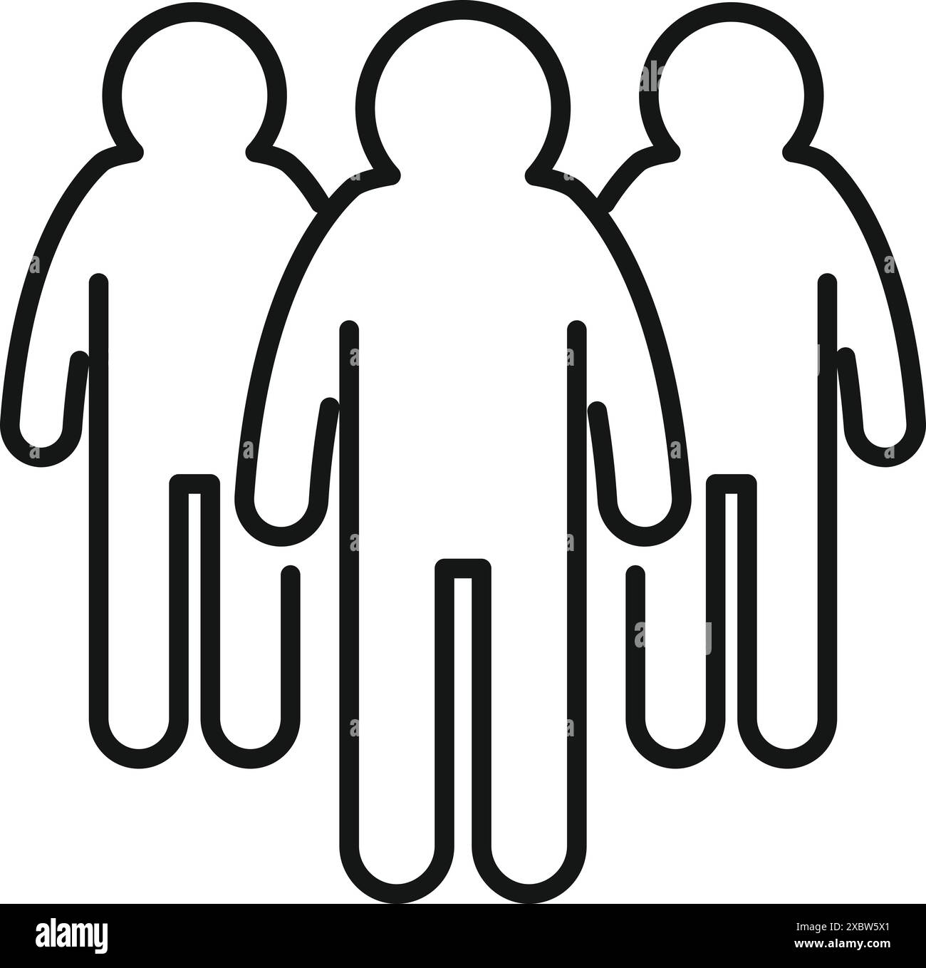 Trois personnes sont debout ensemble dans cette icône simple représentant le travail d'équipe Illustration de Vecteur