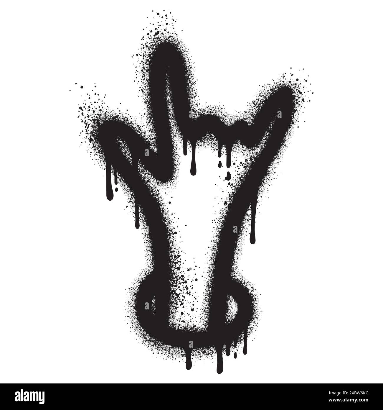 Graffiti peint au pistolet geste de la main en métal lourd pulvérisé isolé sur fond blanc. Illustration de Vecteur