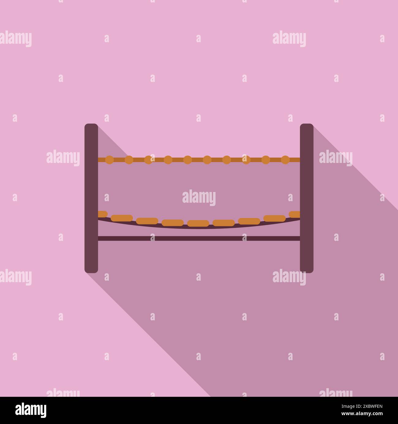 Illustration minimaliste d'un pont de corde pour terrain de jeu, encourageant les enfants à tester leur équilibre et leur coordination Illustration de Vecteur