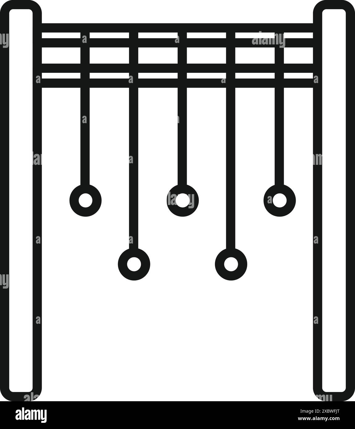 Icône simple représentant l'équipement de terrain de jeu, avec des anneaux suspendus et une échelle de corde, favorisant le jeu en plein air et l'activité physique Illustration de Vecteur