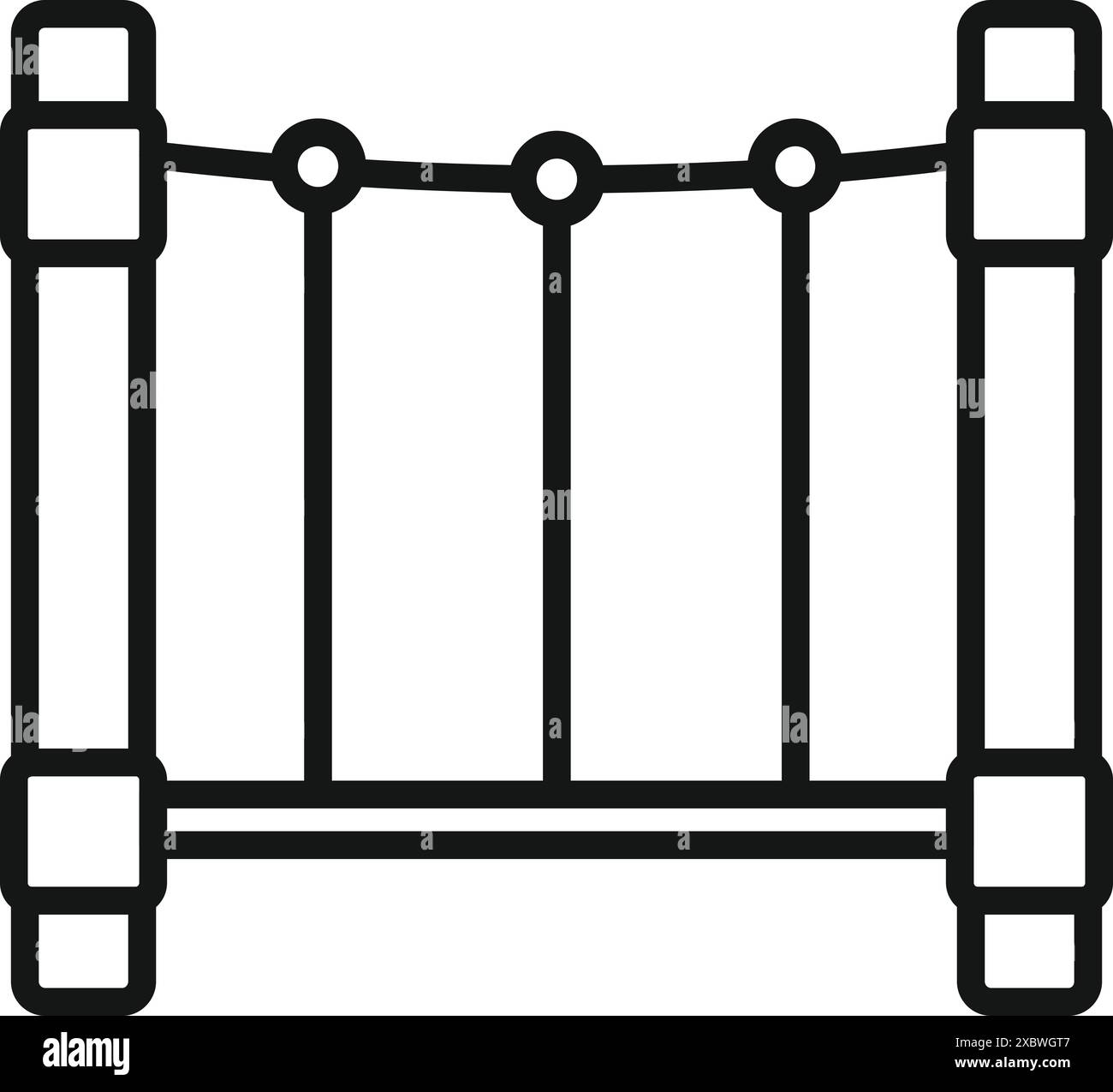 Icône simple en noir et blanc d'un pont de corde, partie d'une aire de jeux pour les enfants Illustration de Vecteur