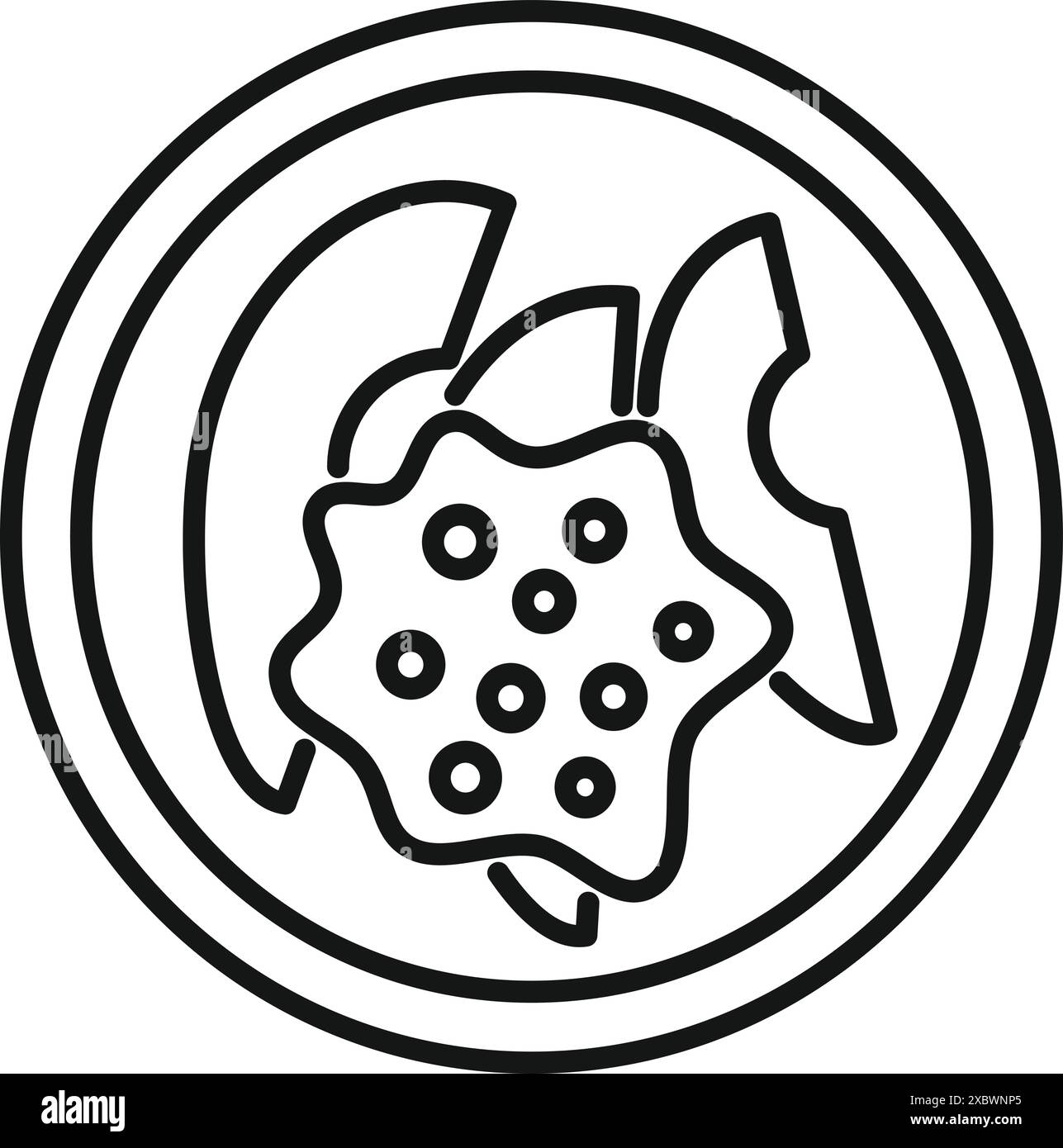 Assiette ronde avec une icône de ligne de nourriture et de couverts délicieuse pour les applications et les sites Web Illustration de Vecteur