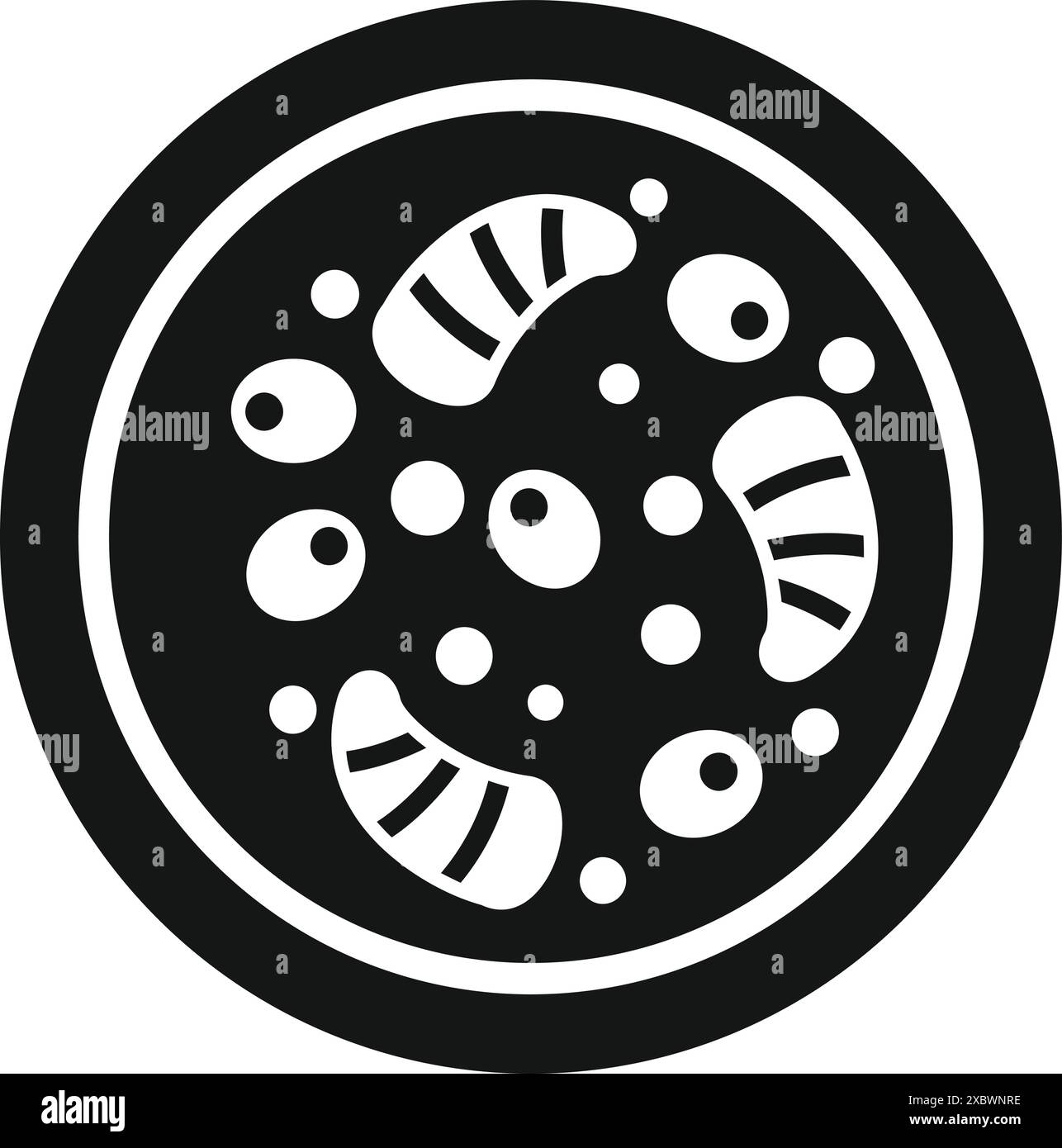 Icône solide noire pour une boîte de Pétri contenant des bactéries, sur fond blanc Illustration de Vecteur