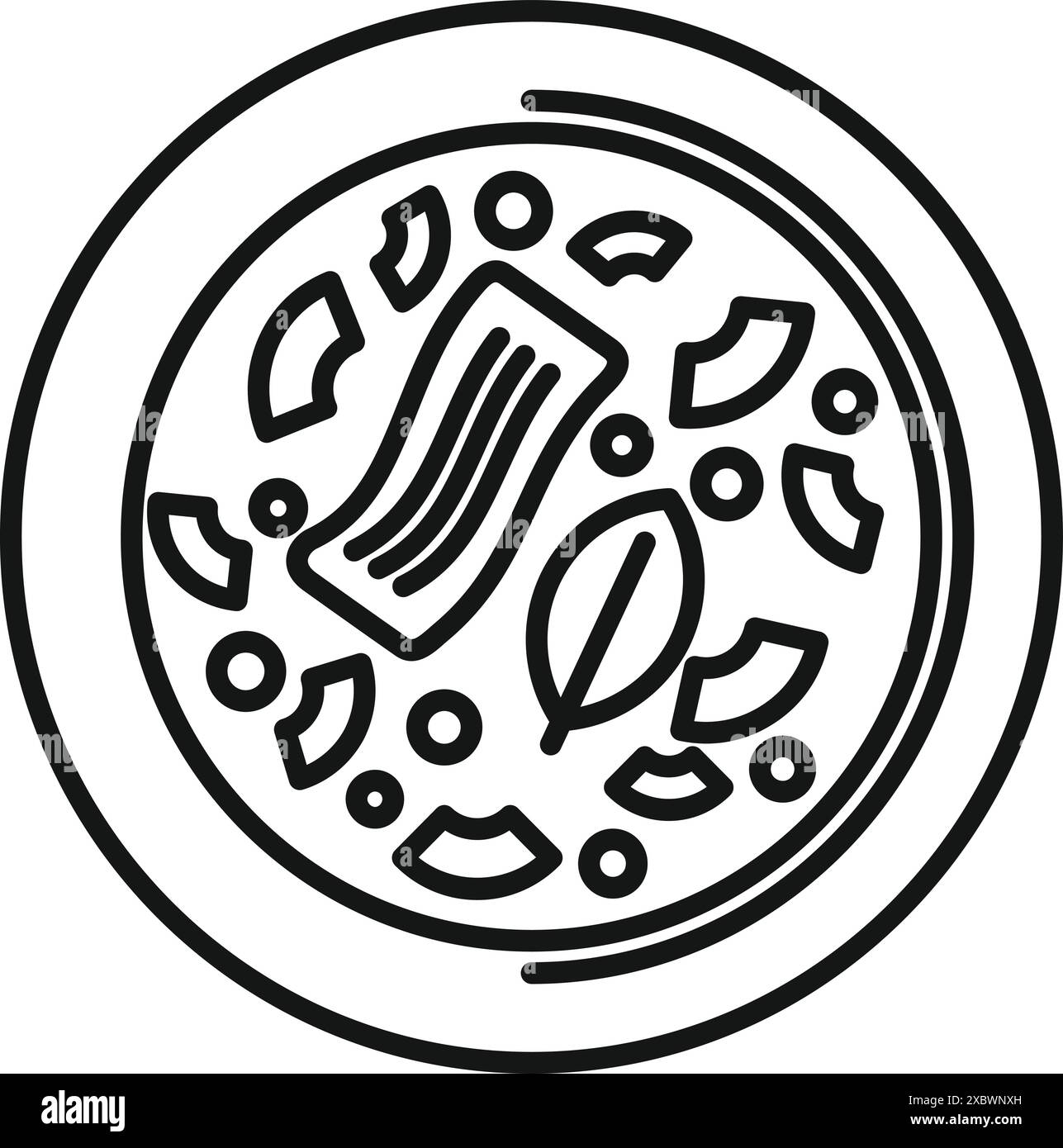 Illustration au trait minimaliste avec un bol de soupe délicieuse, parfait pour les blogs culinaires et les menus des restaurants Illustration de Vecteur