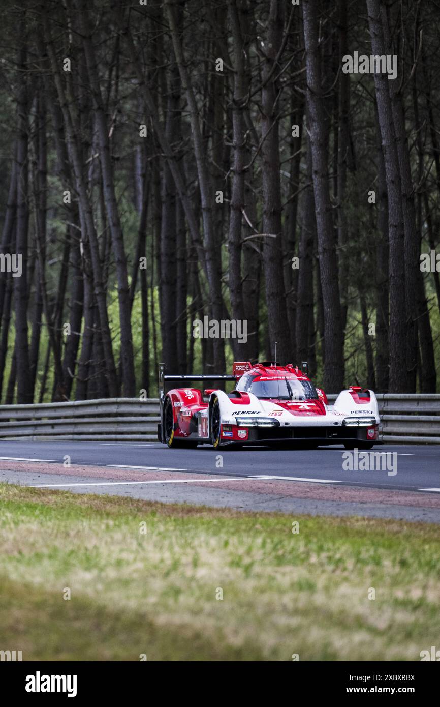 04 JAMINET Mathieu (fra), NASR Felipe (soutien-gorge), TANDY Nick (gbr), Porsche Penske Motorsport, Porsche 963 #04, Hypercar, action lors des essais libres 3 des 24 heures du Mans 2024, 4ème manche du Championnat du monde d'Endurance FIA 2024, sur le circuit des 24 heures du Mans, le 13 juin 2024 au Mans, France Banque D'Images