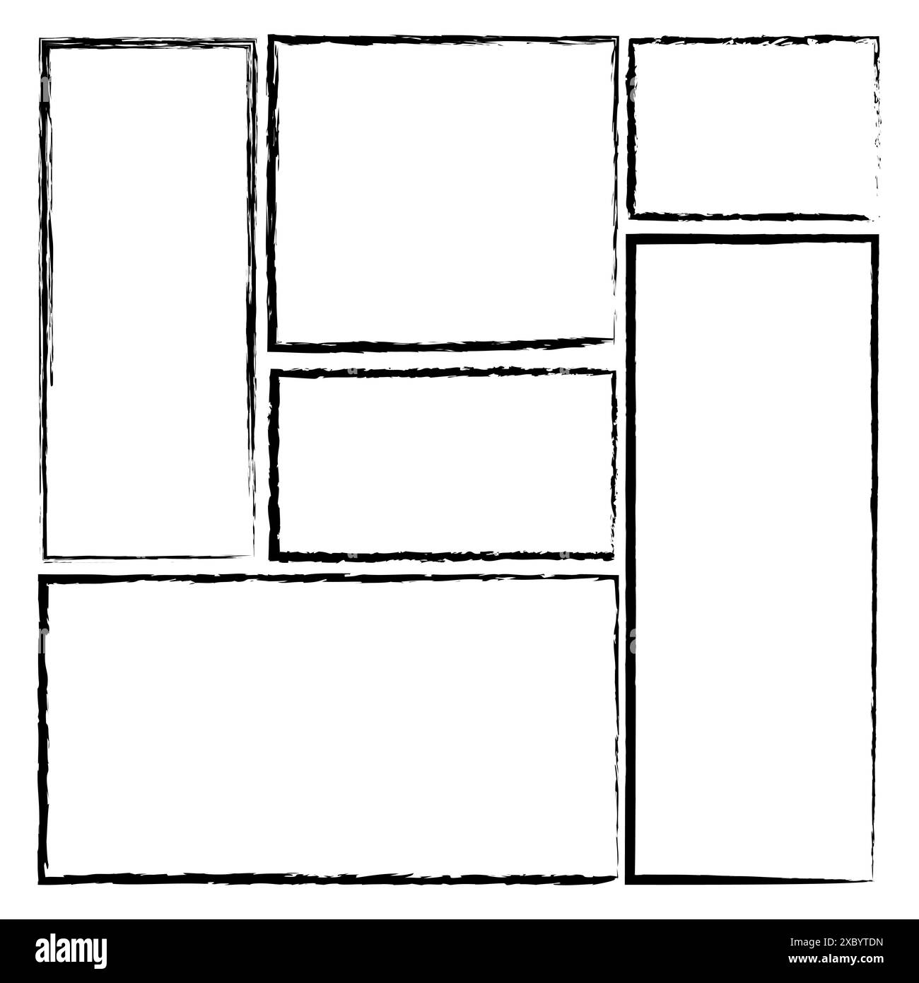 Cadres rectangulaires grunge. Vecteur dessiné à la main. Formes de bordure abstraites. Design noir et blanc. Illustration de Vecteur