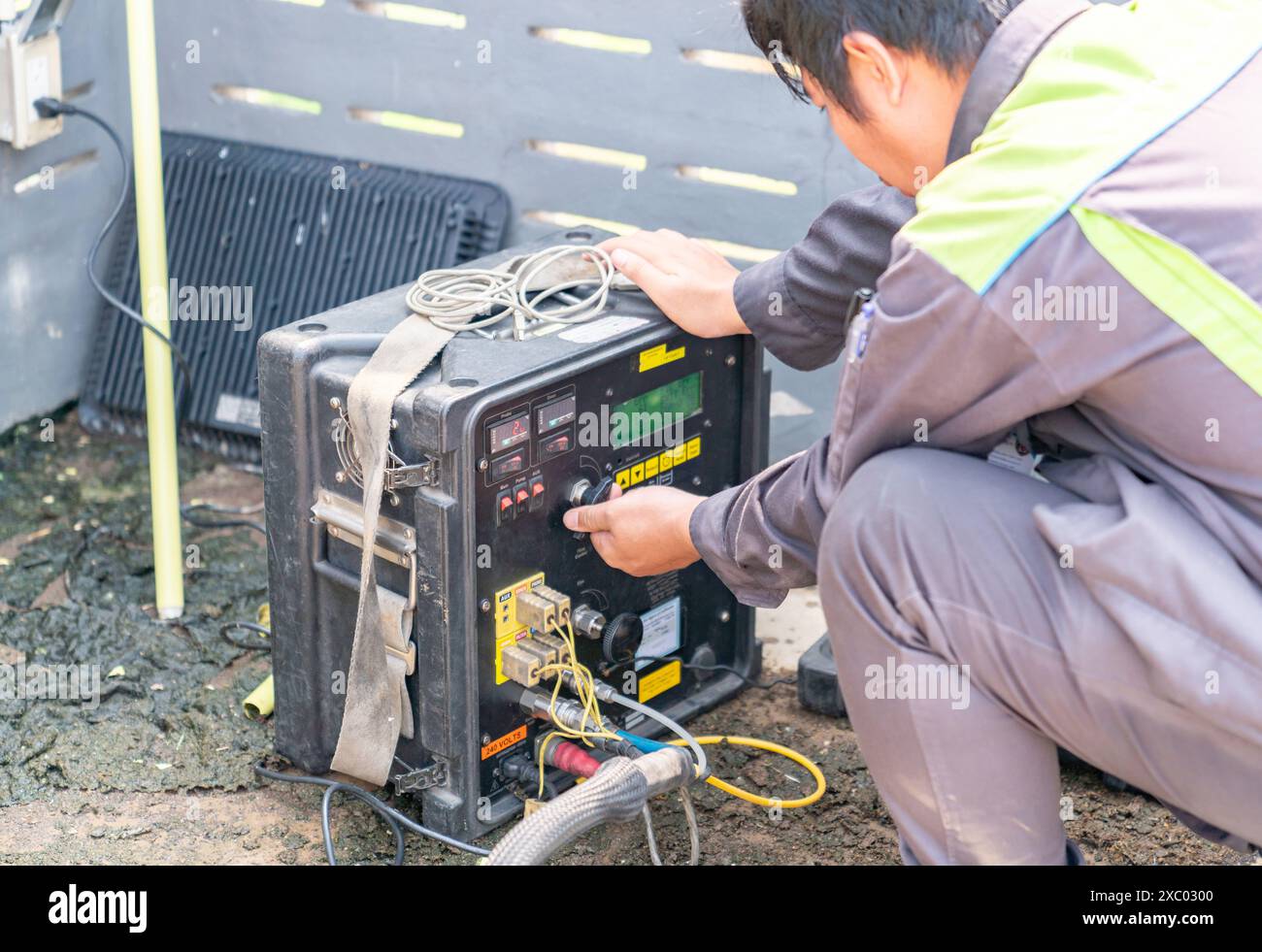 Environnement ajuster l'équipement d'échantillonnage pour l'échantillonnage de l'air dans la cheminée de la chaudière, surveillance de l'environnement. Banque D'Images