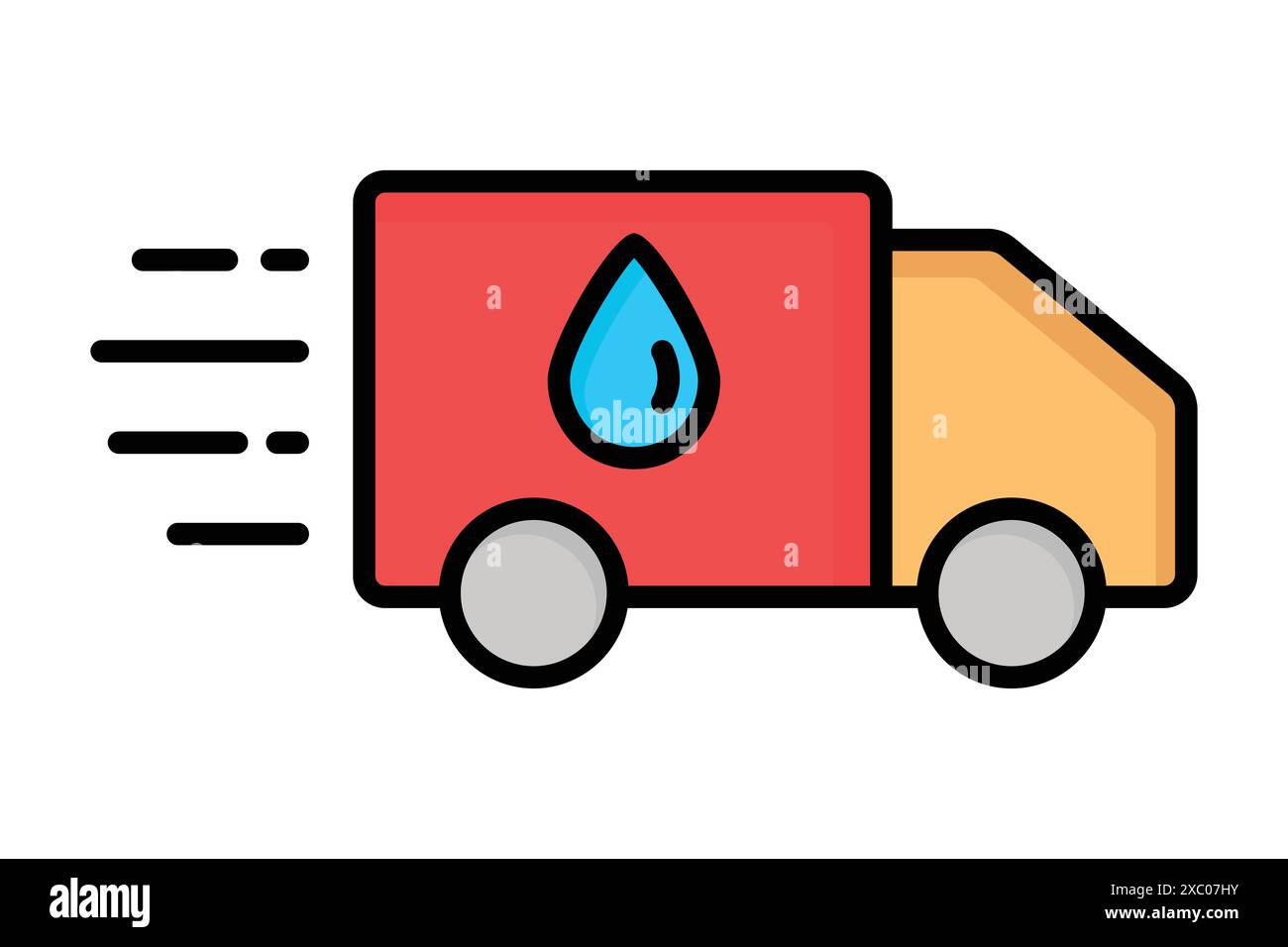 Icône de distribution d'eau. camion avec goutte d'eau. icône associée à l'approvisionnement. style d'icône de contour coloré. illustration vectorielle des éléments d'approvisionnement en eau Illustration de Vecteur