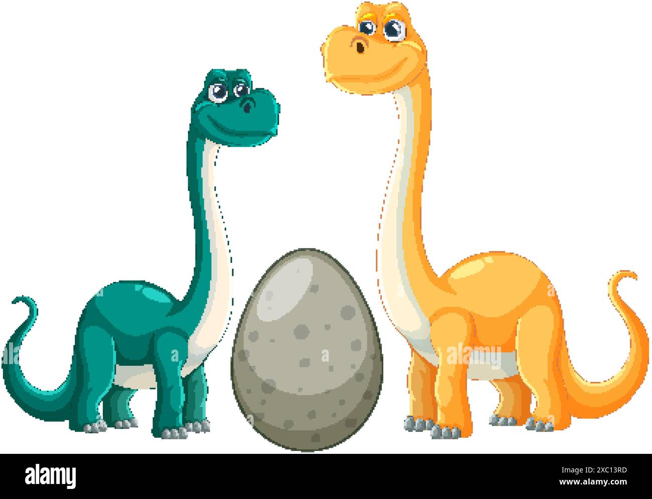 Deux dinosaures debout à côté d'un gros oeuf Illustration de Vecteur