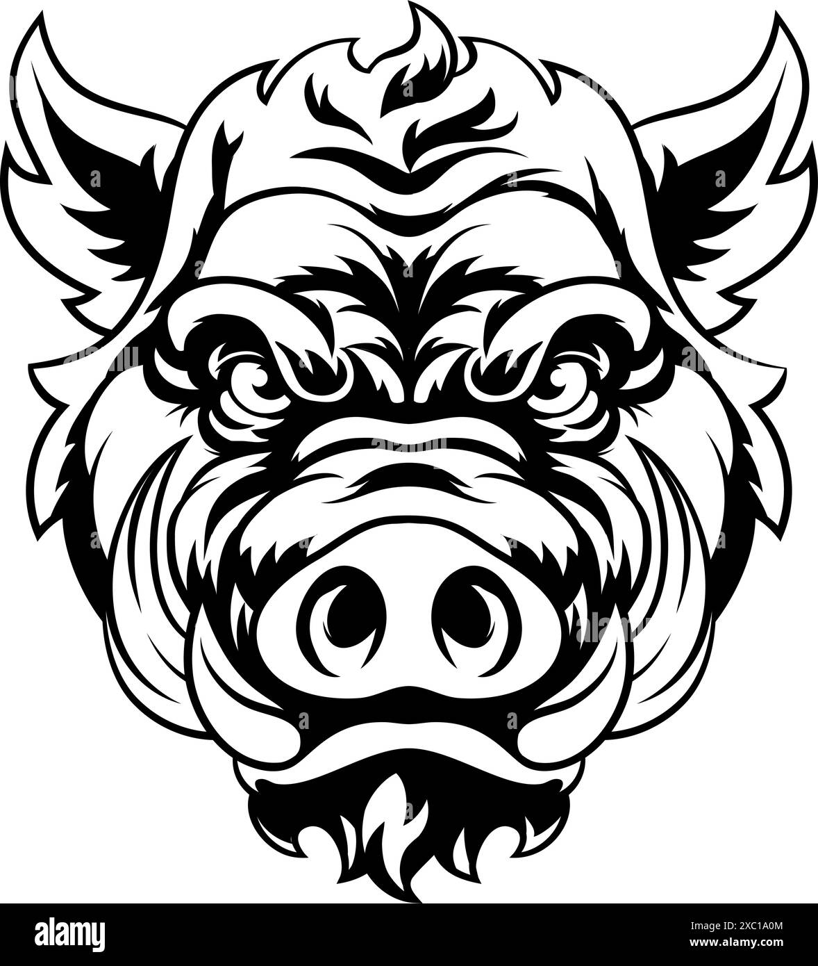 Boar Wild Hog Razorback Warthog Mascot Pig Cartoon Illustration de Vecteur