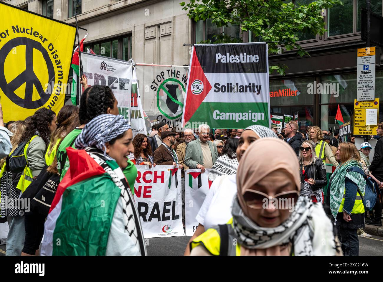 Pas de cessez-le-feu pas de paix, un appel à ne pas voter pour le Parti travailliste, manifestation pro-palestinienne dans le centre de Londres le 08/06/2024, Londres, Angleterre, Royaume-Uni Banque D'Images