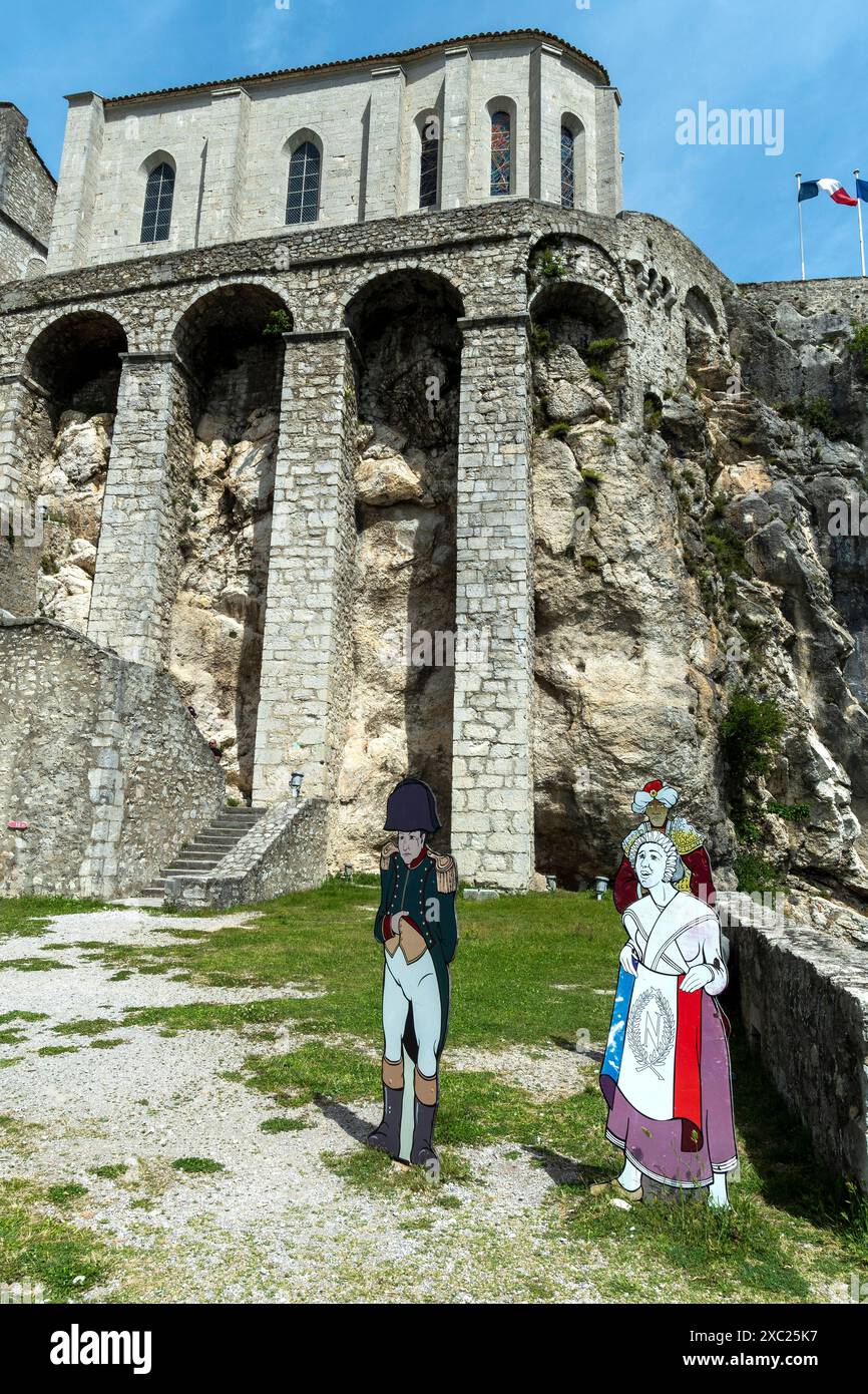 Sisteron. La citadelle. Évocation du retour de Napoléon de l'île d'Elbe. Alpes-de-haute-Provence. Provence-Alpes-Côte d'Azur. France Banque D'Images