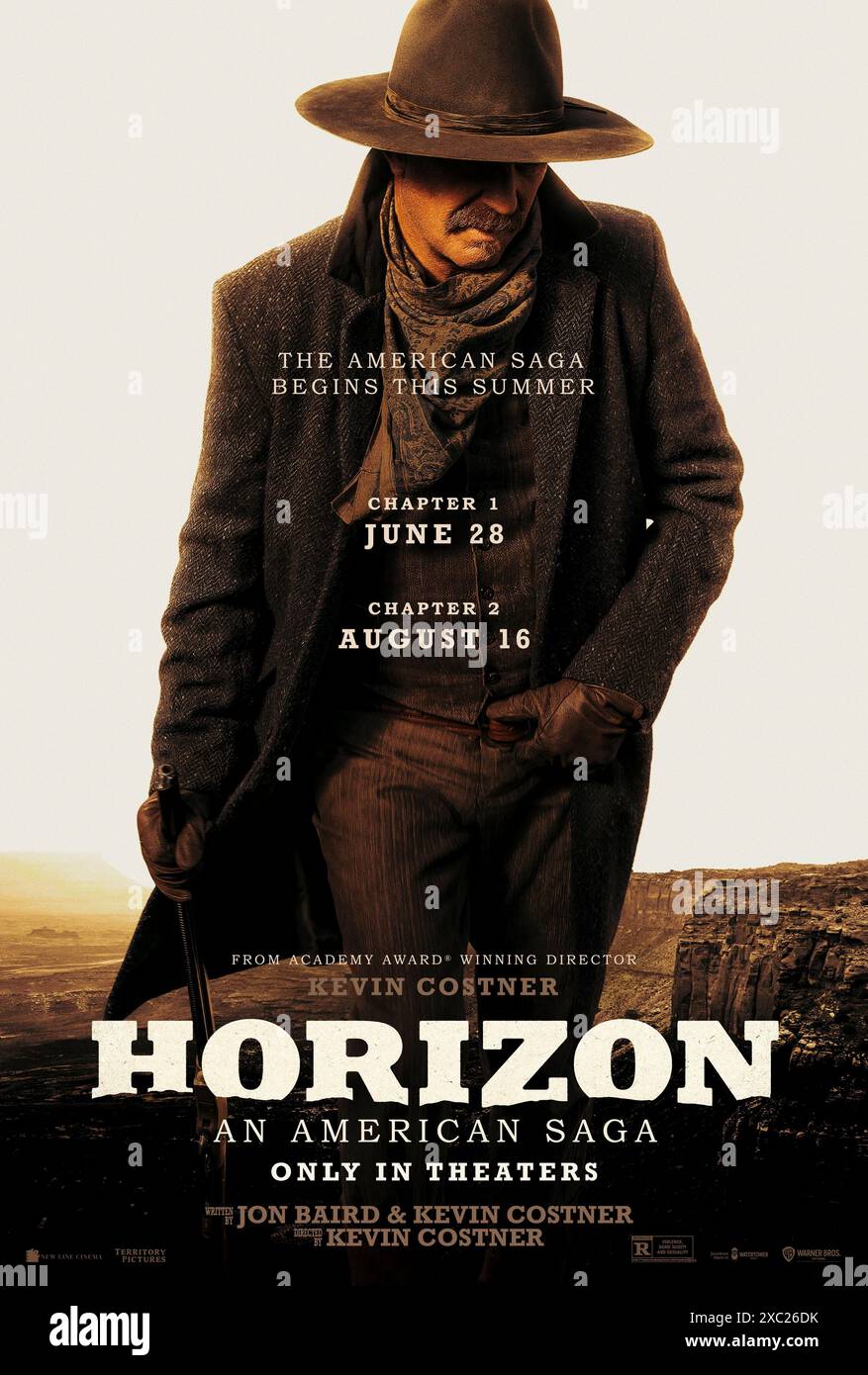 Horizon : an American Saga - Chapitre 1 (2024) réalisé par Kevin Costner et mettant en vedette Kevin Costner, Abbey Lee et Sienna Miller. Chronique une période de 15 ans d'expansion et de colonisation de l'Ouest américain avant et après la guerre de Sécession. Affiche US une feuille.***USAGE ÉDITORIAL SEULEMENT*** crédit : BFA / Warner Bros Banque D'Images
