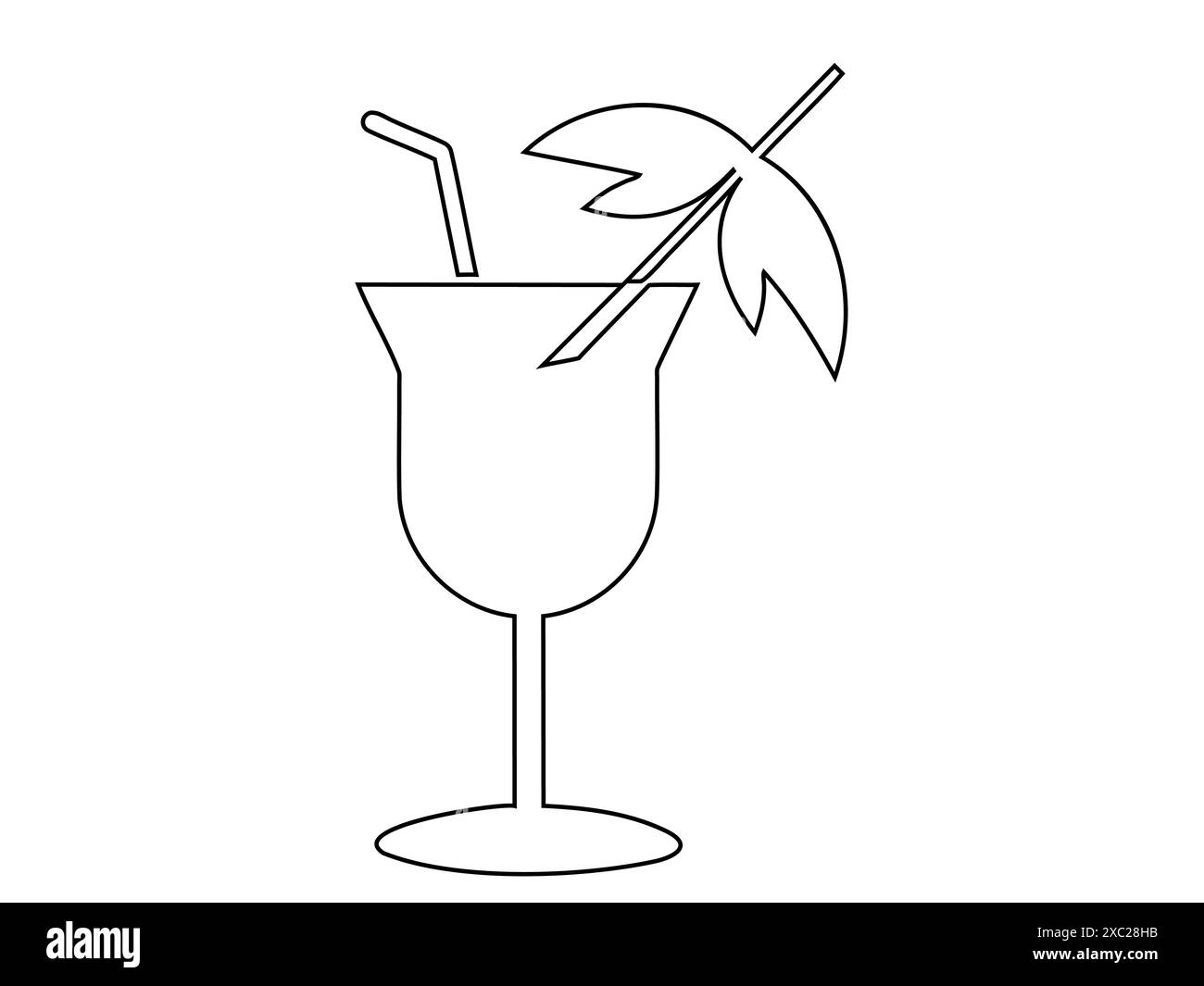 Conception des contours de cocktails tropicaux. Boissons de plage. Illustration noire isolée sur fond blanc. Impression, logo, pictogramme, éléments de conception, coloration Illustration de Vecteur