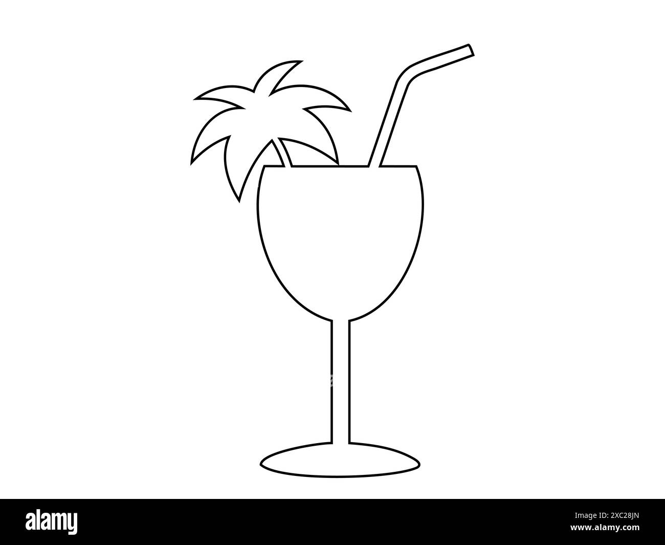Conception des contours de cocktails tropicaux. Boissons de plage. Illustration noire isolée sur fond blanc. Impression, logo, pictogramme, éléments de conception, coloration Illustration de Vecteur